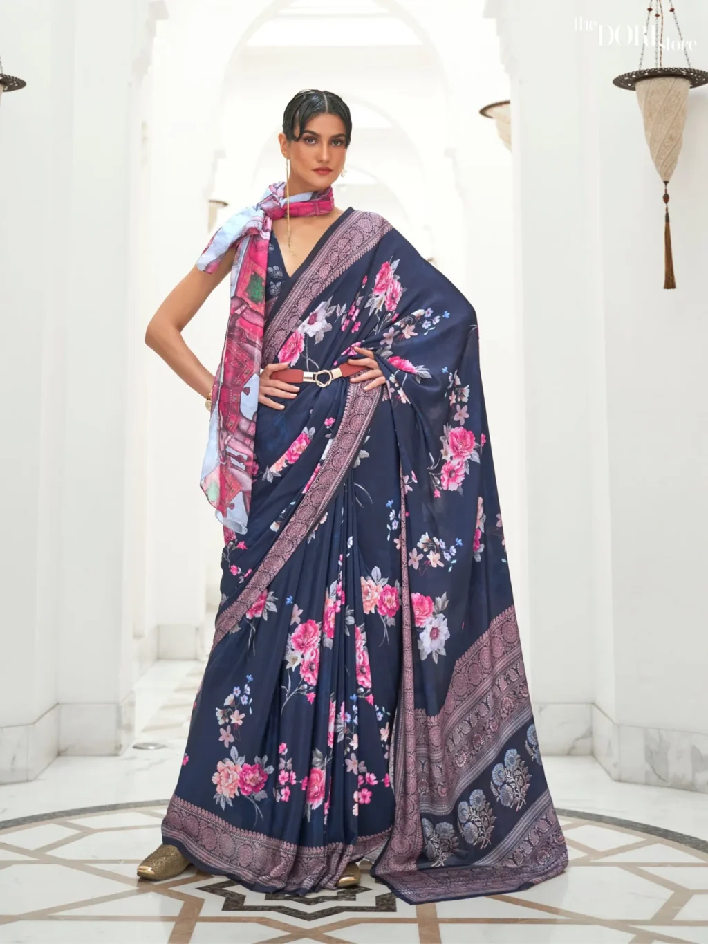 Rich Deep Blue Festive Pure Soft Crepe Silk Saree - party wear saree