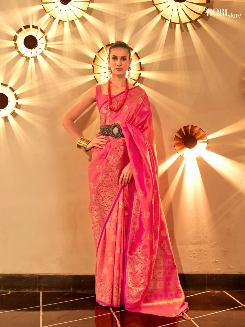 Blush Pink Banarasi Handloom Partywear Silk Saree - party wear saree