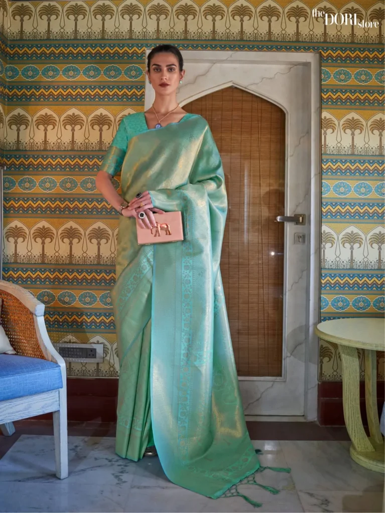 Elegant Green Kanjeevaram Silk Woven Saree - party wear saree