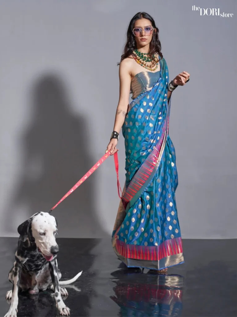 Royal Blue Zari Woven Pure Handloom Banarasi Silk Saree - party wear saree