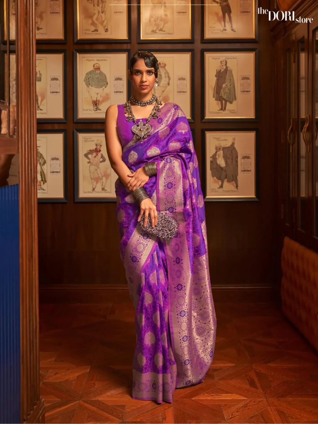 Ethnic Purple Designer Banarasi Silk Saree - party wear saree