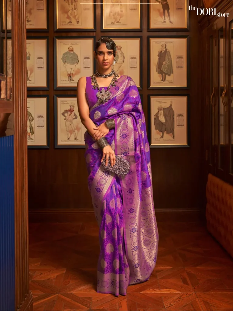 Ethnic Purple Designer Banarasi Silk Saree - party wear saree