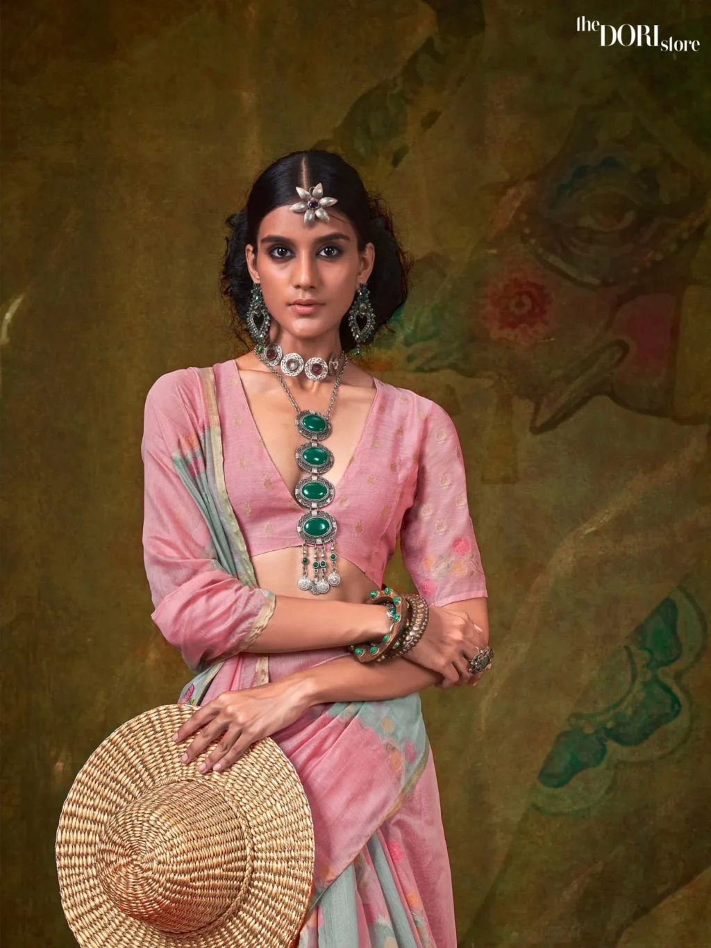 Greyish Pink Designer Pure Rangkaat Woven Silk Saree - Image 2