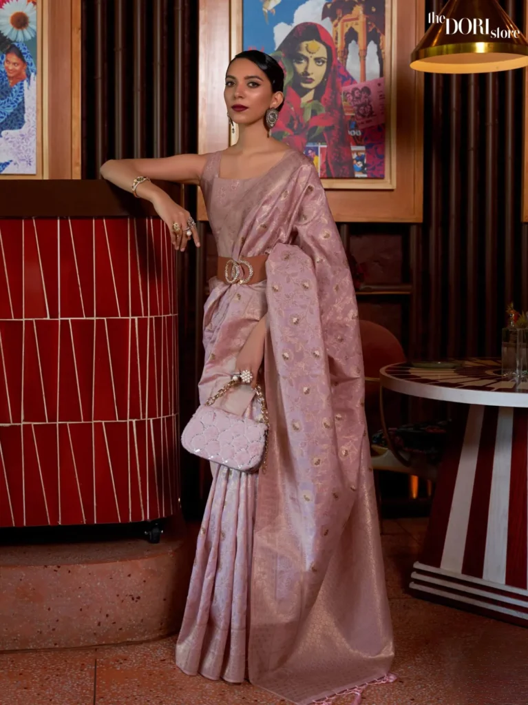 Mauve Banarasi Handloom Woven Silk Saree - party wear saree
