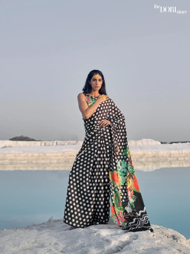 Black Mirage Digital Printed Saree - party wear saree