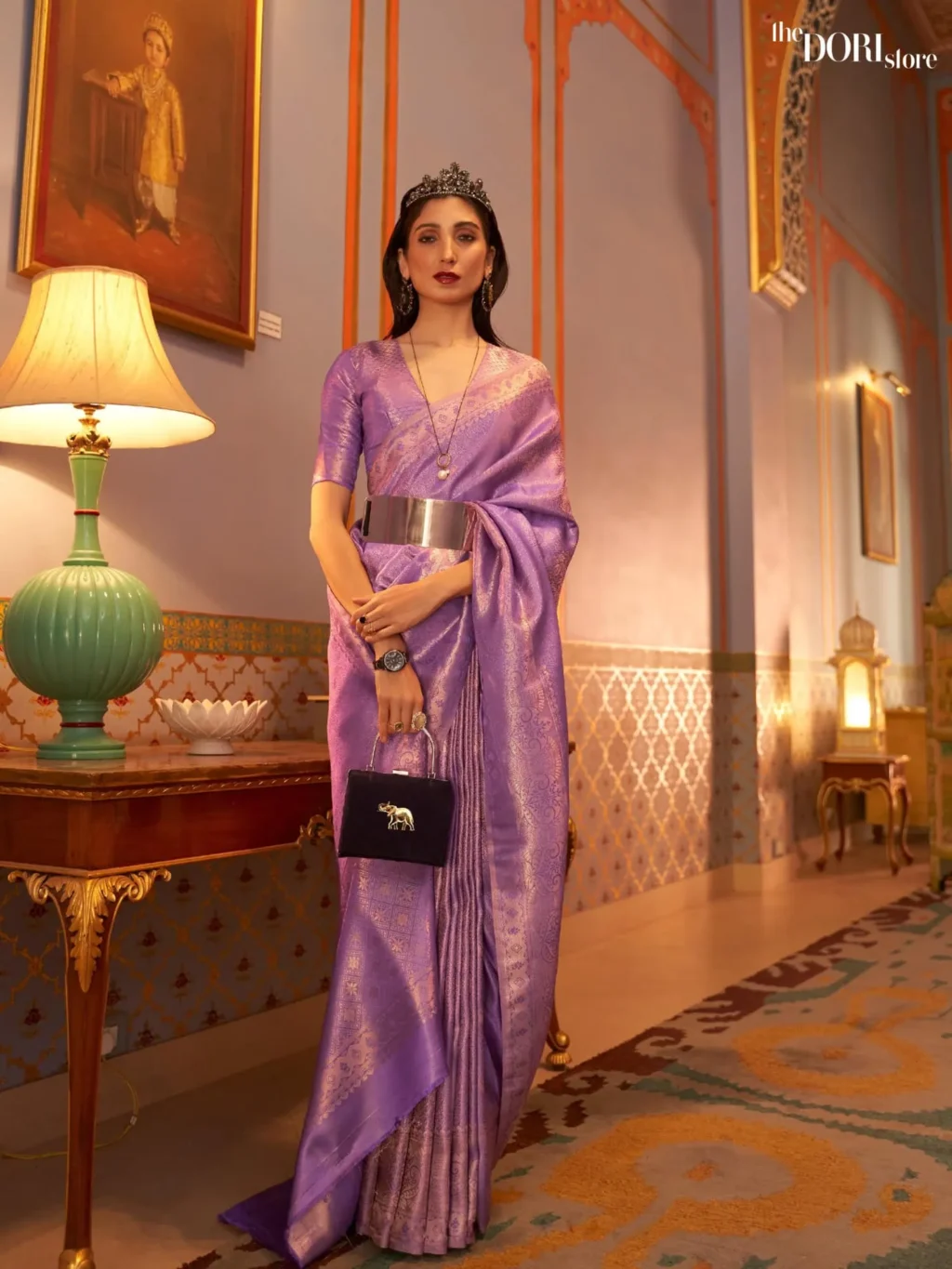 Royal Purple Designer Kanjeevaram Silk Saree - party wear saree