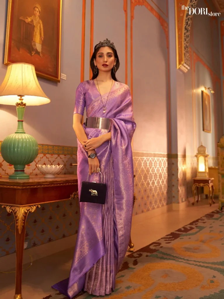 Royal Purple Designer Kanjeevaram Silk Saree - party wear saree