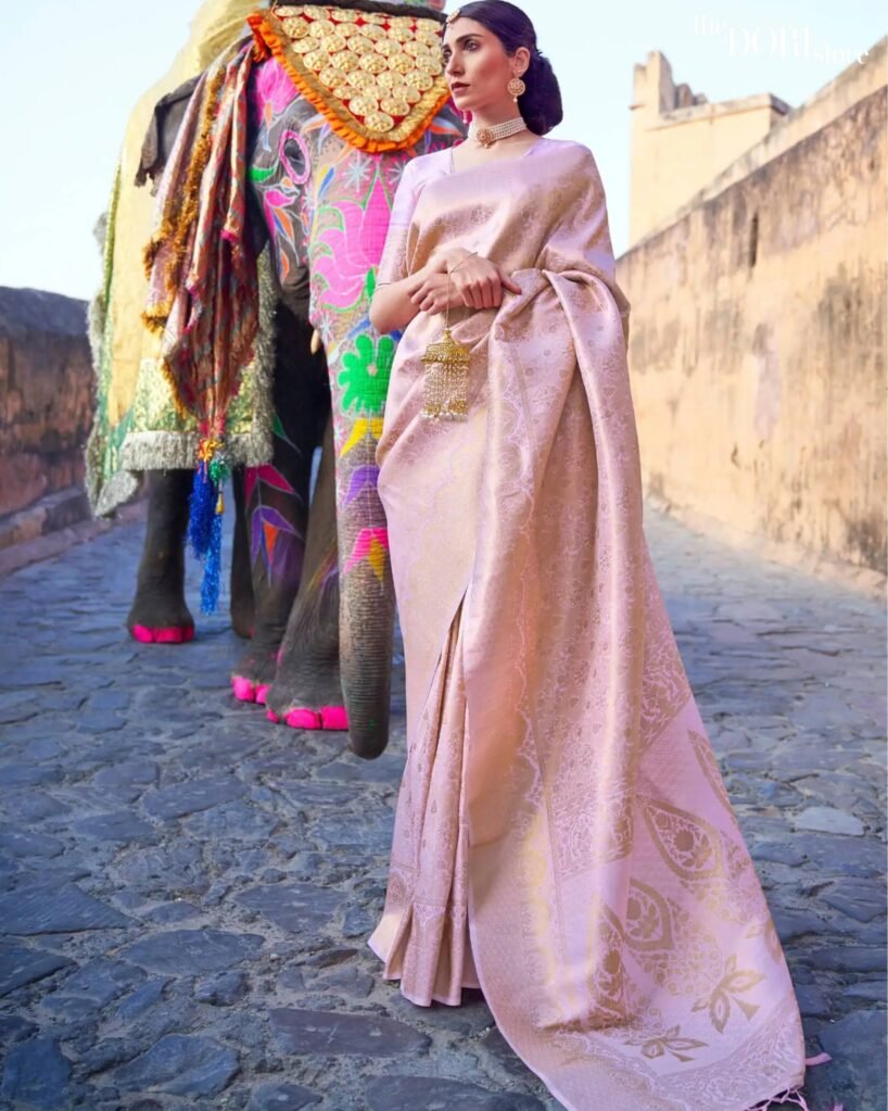 Lilac Lavender Purple Kanjeevaram Silk Saree - party wear saree