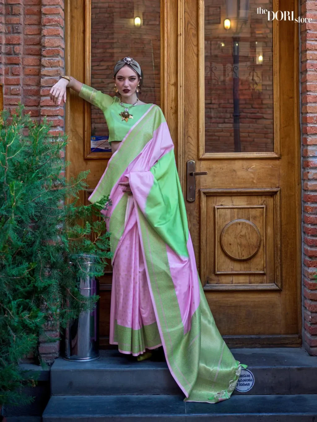 Pista Green and Lavender Soft Weaving Silk Saree - party wear saree