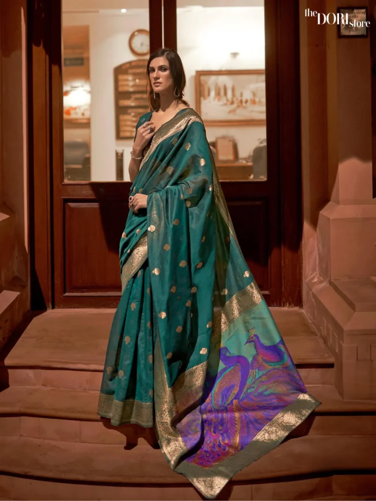 Royal Green Partywear Banarasi Soft Silk Saree - party wear saree