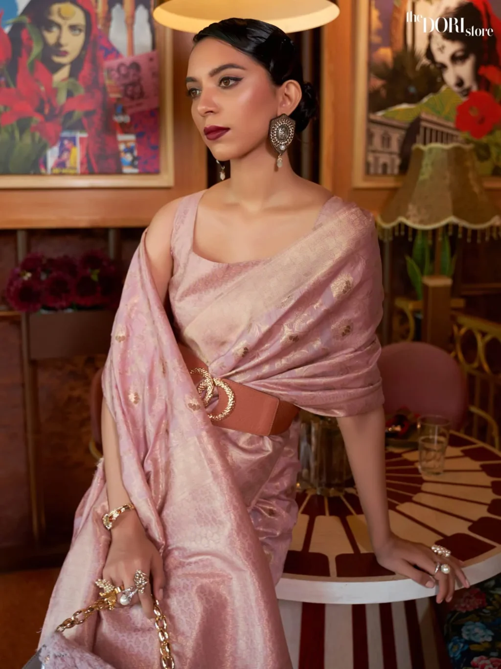 Mauve Banarasi Handloom Woven Silk Saree - Image 2