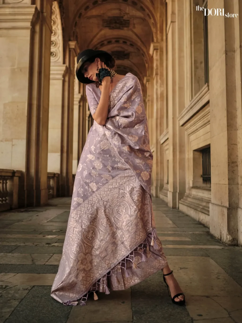 Ethnic Lavender Purple Festive Handloom Banarasi Silk Saree - party wear saree