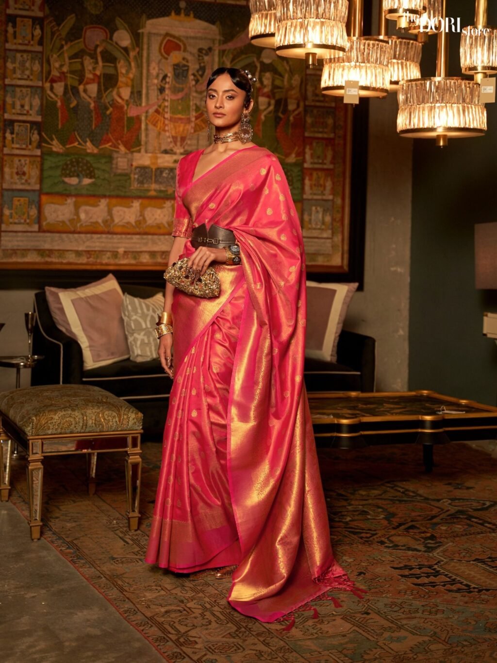 Rani Pink Designer Handloom Zari Woven Silk Saree - party wear saree