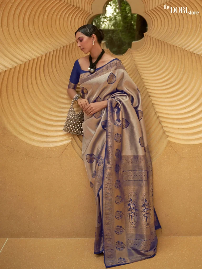Royal Blue Handloom Banarasi Silk Saree - party wear saree