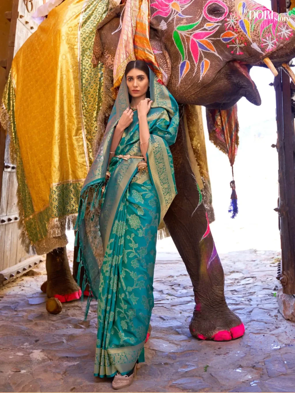 Royal Teal Green Designer Banarasi Silk Saree - party wear saree