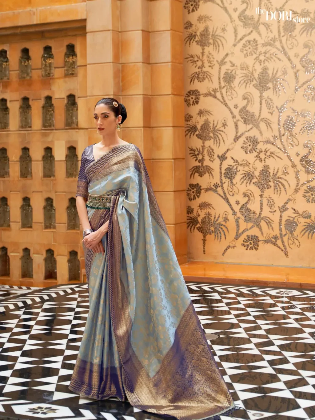 Celestial Blue Serenity Kanjeevaram Silk Saree - party wear saree