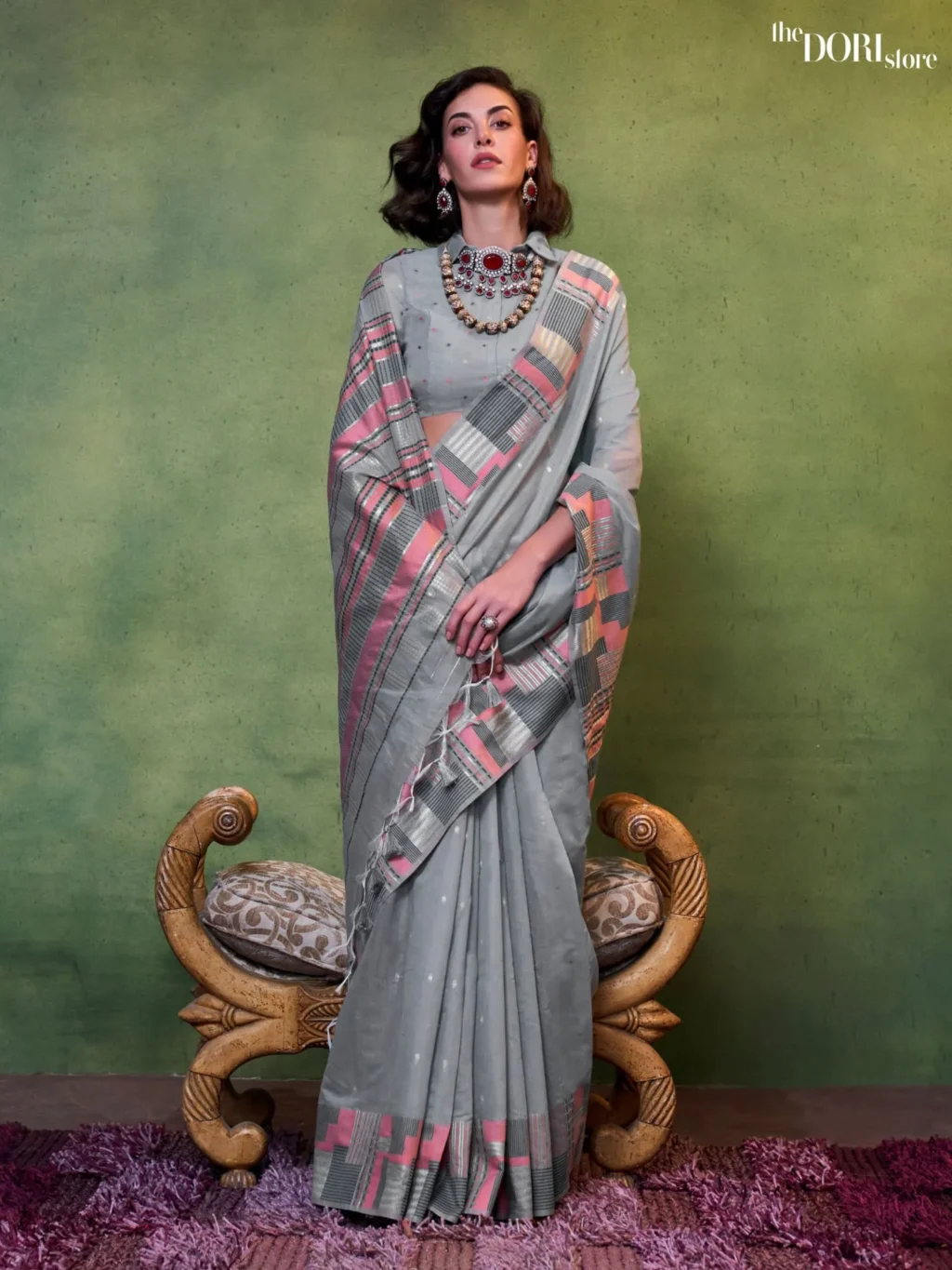 Steel Grey Festive Soft Handloom Silk Saree - party wear saree
