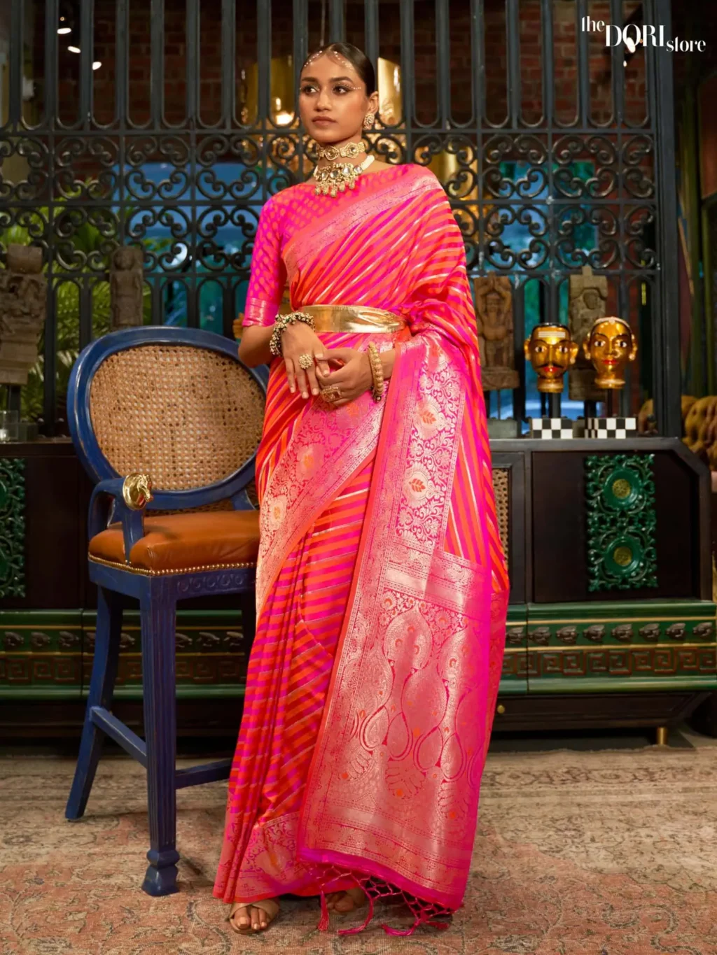 Partywear Pink  Banarasi Satin Silk Saree - party wear saree