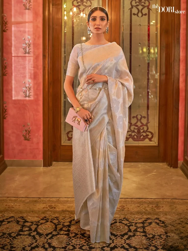 Grey  Partywear Modal Xari Soft  Silk Saree - party wear saree