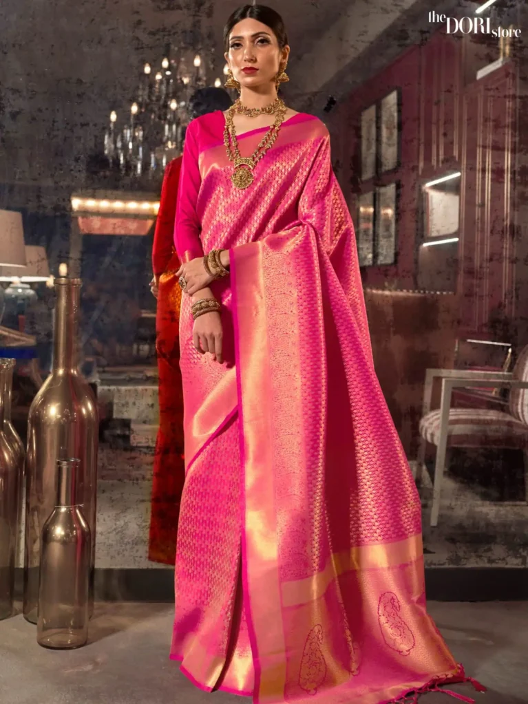 Golden Rose Queen Kanjeevaram Saree  - party wear saree