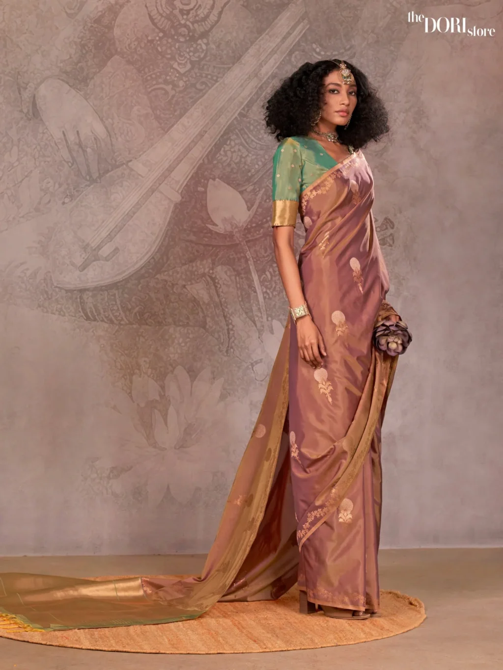 Mauve Pink Dual Tone Banarasi Handloom Silk Saree - Image 2