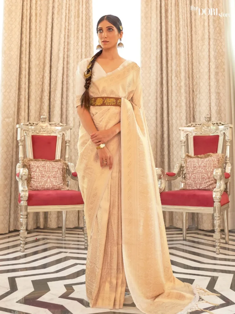 Designer Queen Golden Kanjeevaram Silk Saree - party wear saree