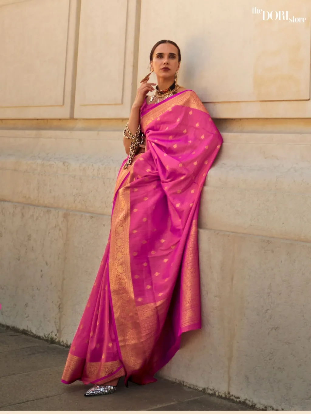 Royal Pink Handloom Woven Khaddi Silk Saree - party wear saree