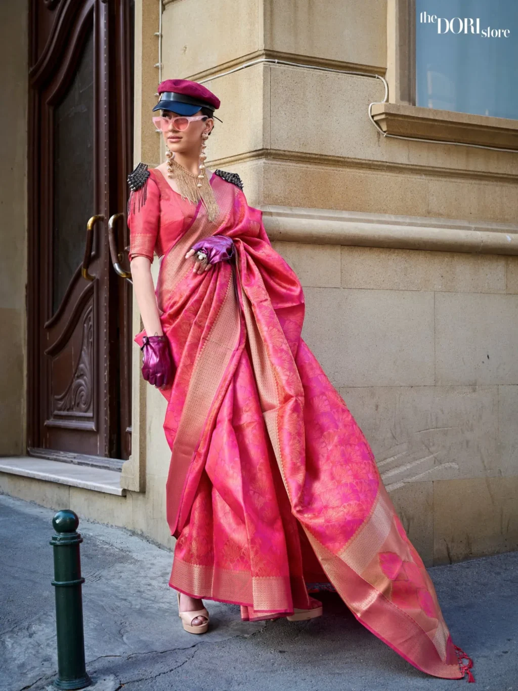 Magenta Pink Pure Dual Tone Organza Silk Saree - party wear saree