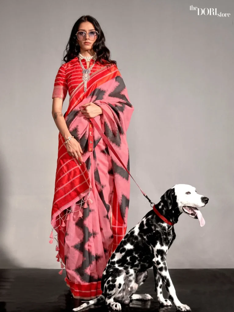 Blush Pink Soft Silk Woven Saree - party wear saree