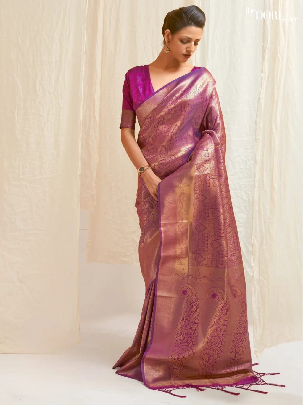 Royal Partywear Purple Kanjeevaram Silk Saree - party wear saree