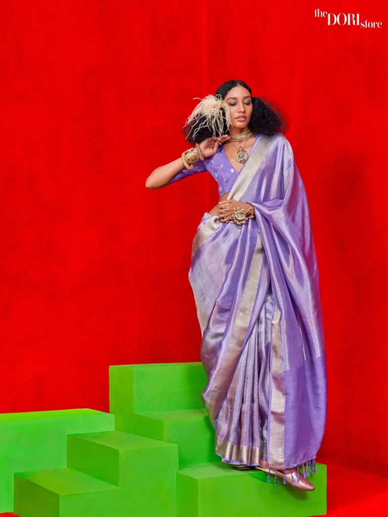 Elegant Bright Purple Woven Banarasi Viscose Zari Silk Saree - party wear saree