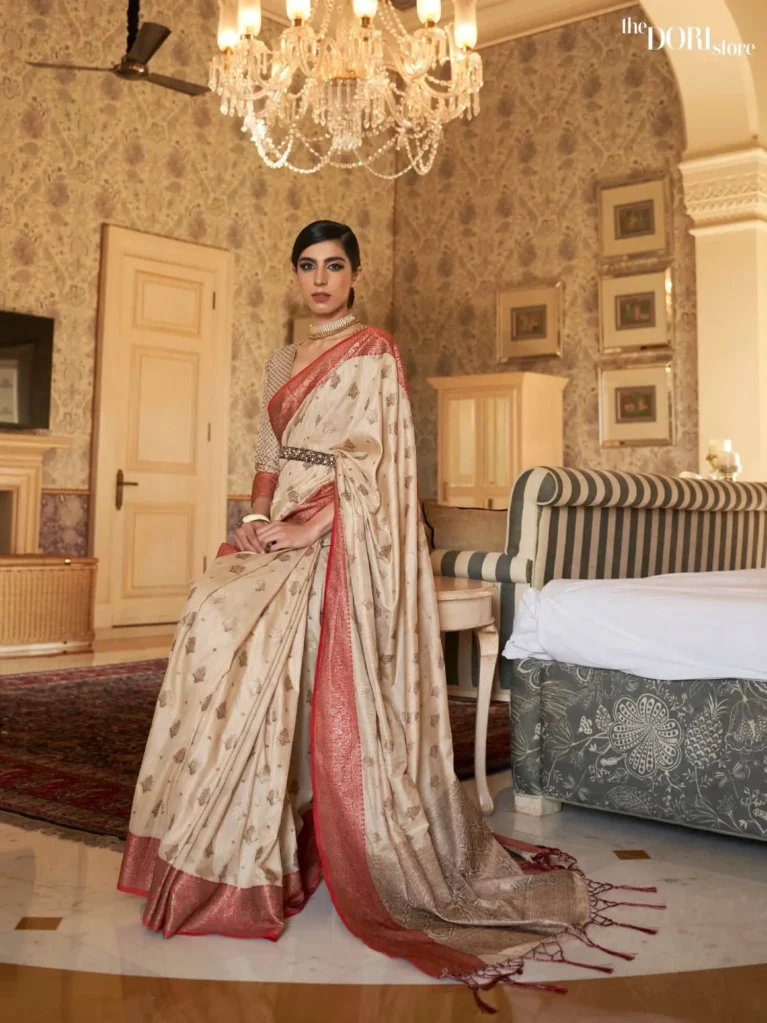 Golden Caramel Banarasi Silk Saree - party wear saree