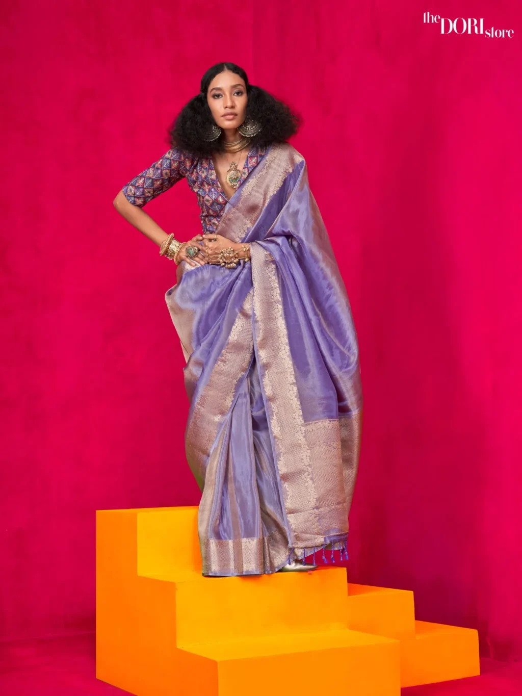 Lavender Purple Viscose Zari Handloom Silk Woven Saree - party wear saree