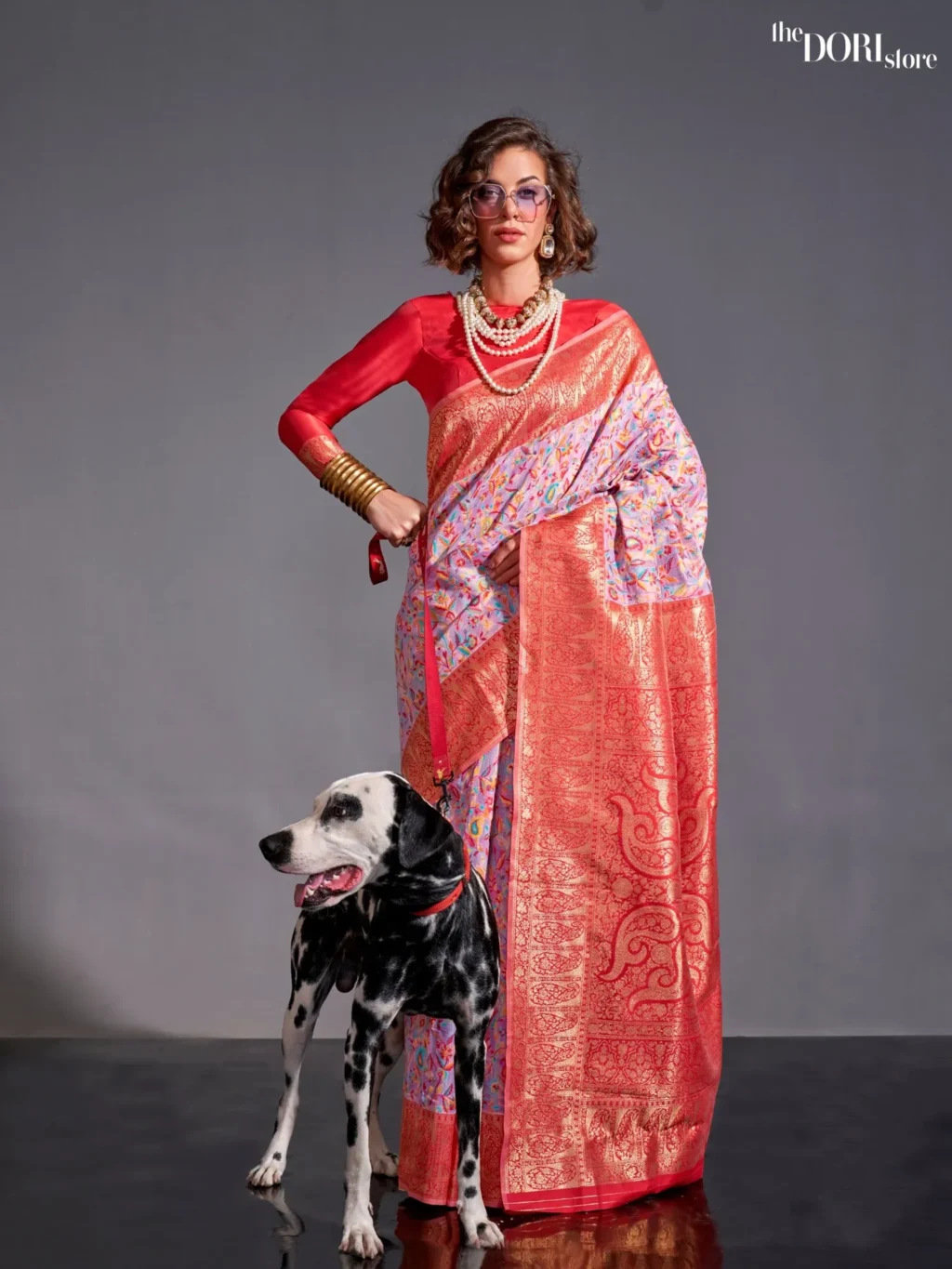 Carnation Pink Modal Kashmiri Woven Silk Saree - party wear saree