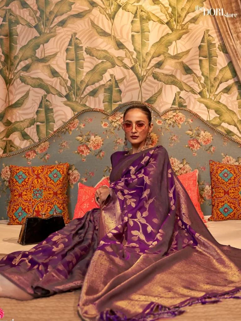 Jamun Purple Partywear Banarasi Silk Saree - party wear saree