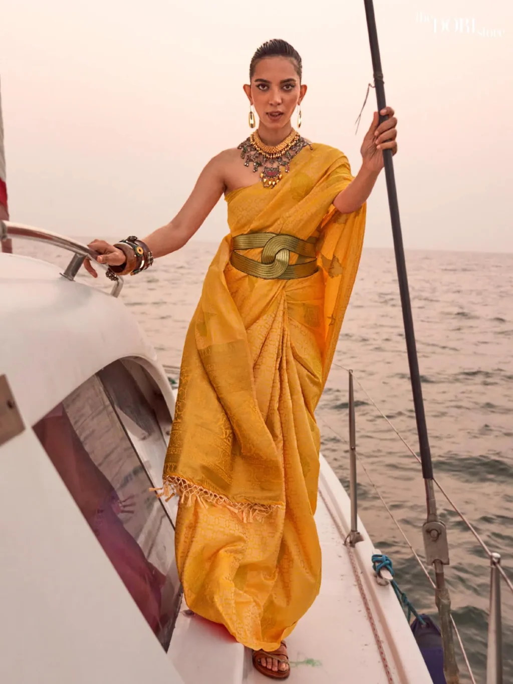 Royal Yellow Handloom Festive Wear Satin Silk Saree - party wear saree