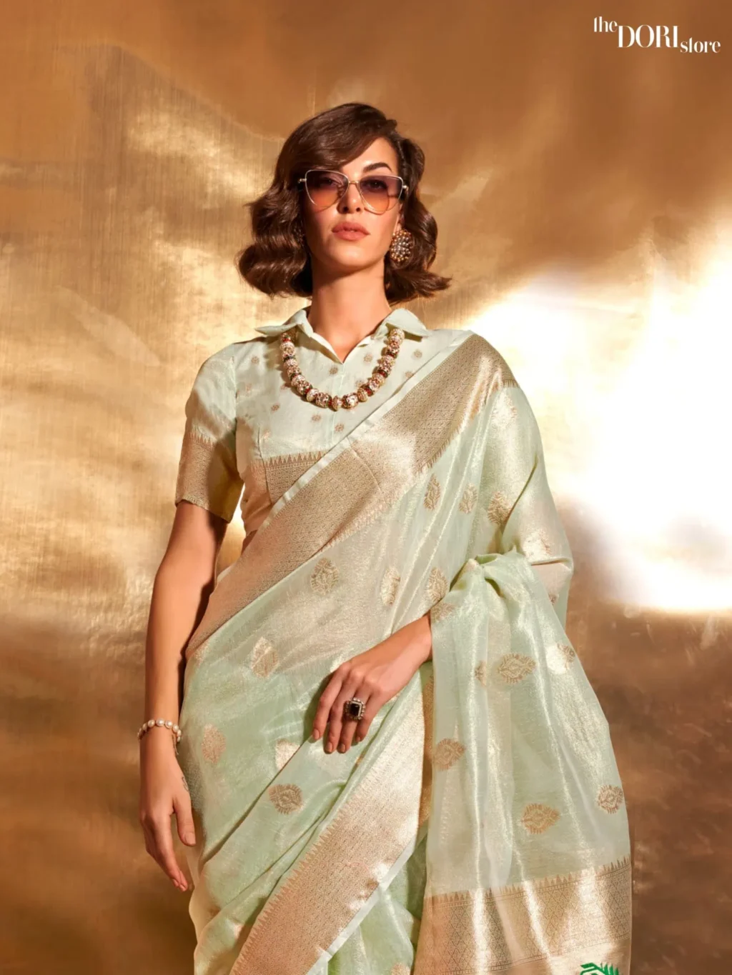 Korra Stunning Green Zari Banarasi Paithani Silk Saree - Image 3