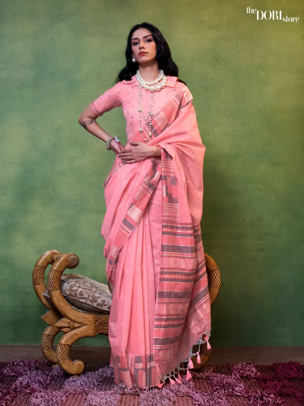 Blush Pink Festive Soft Handloom Silk Saree - party wear saree