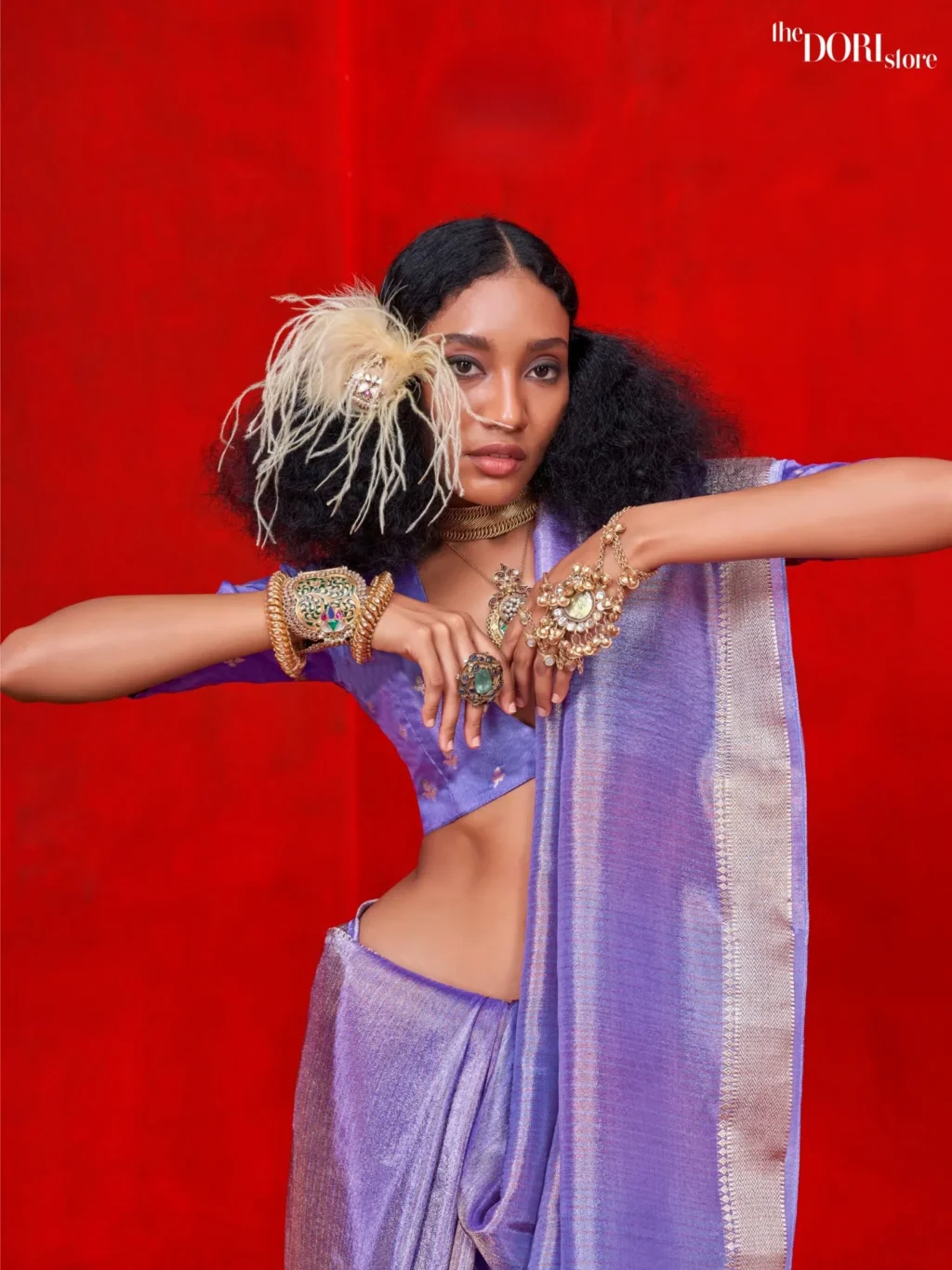 Elegant Bright Purple Woven Banarasi Viscose Zari Silk Saree - Image 2