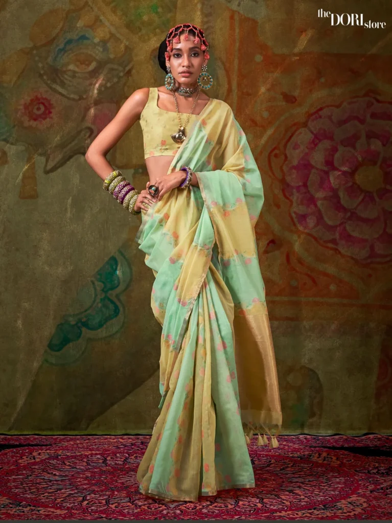 Pastel Yellow Designer Pure Rangkaat Woven Silk Saree - party wear saree