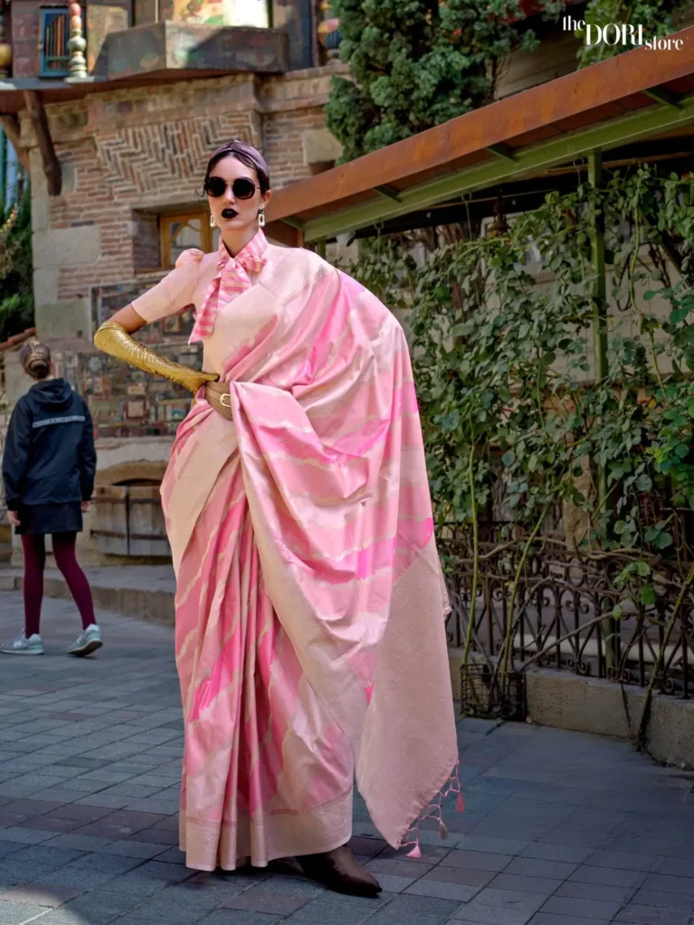 Bright Pink Rangkath Soft Silk Woven Saree - party wear saree
