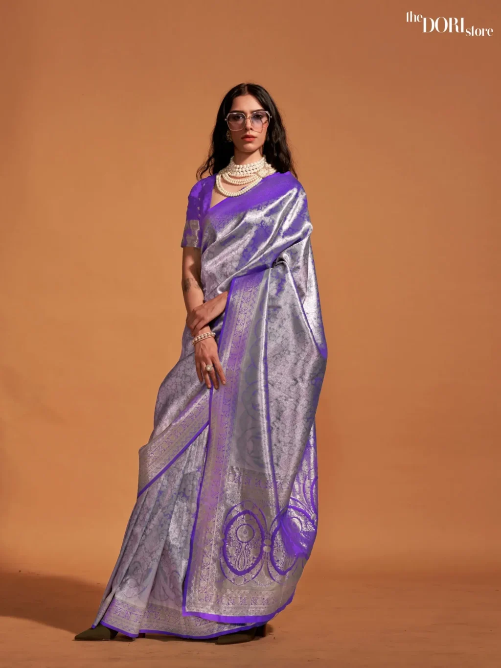 Deep Purple Handwoven Kanjeevaram Silk Saree - party wear saree