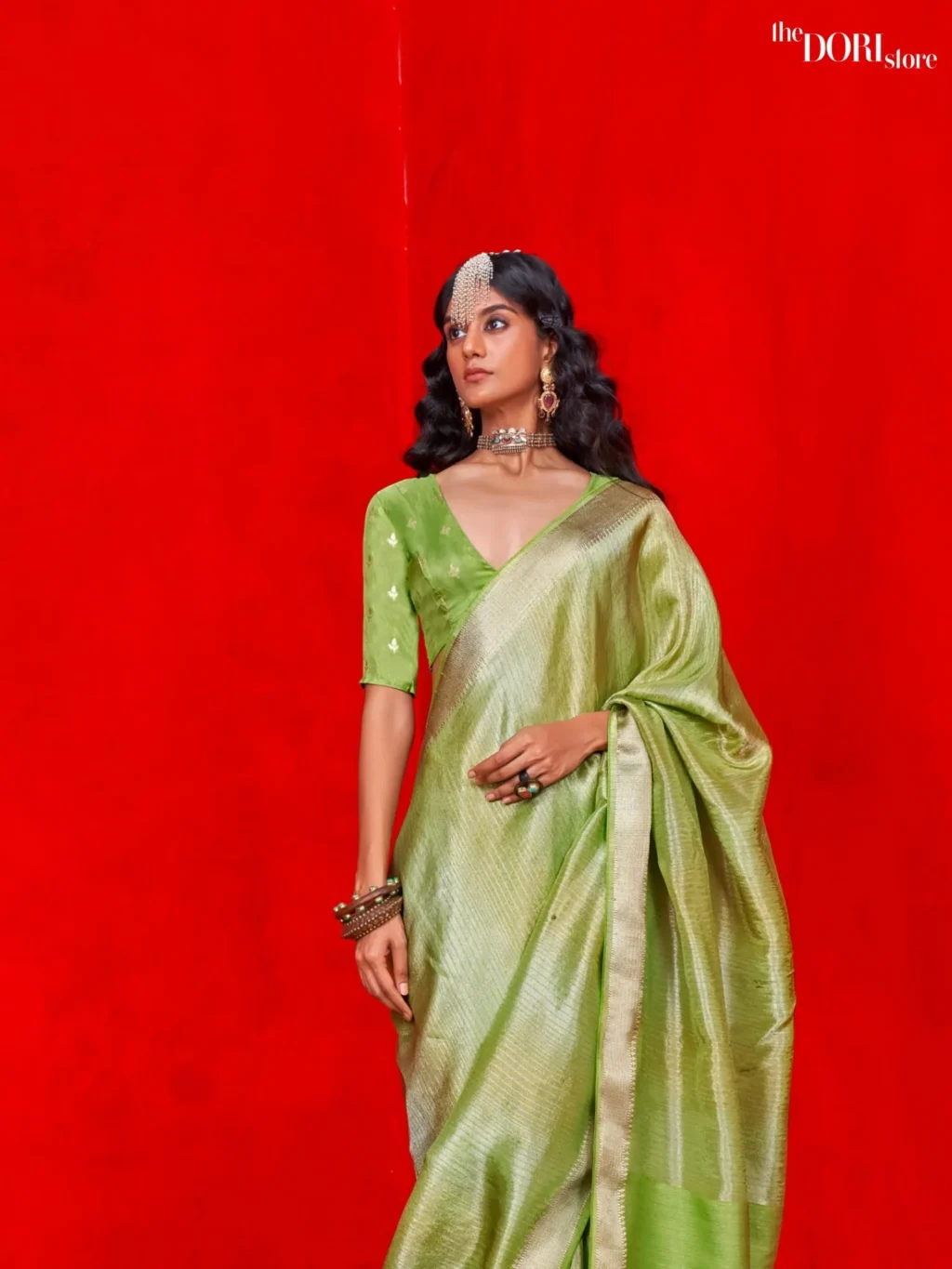 Delight Green Woven Banarasi Viscose Zari Silk Saree - Image 2