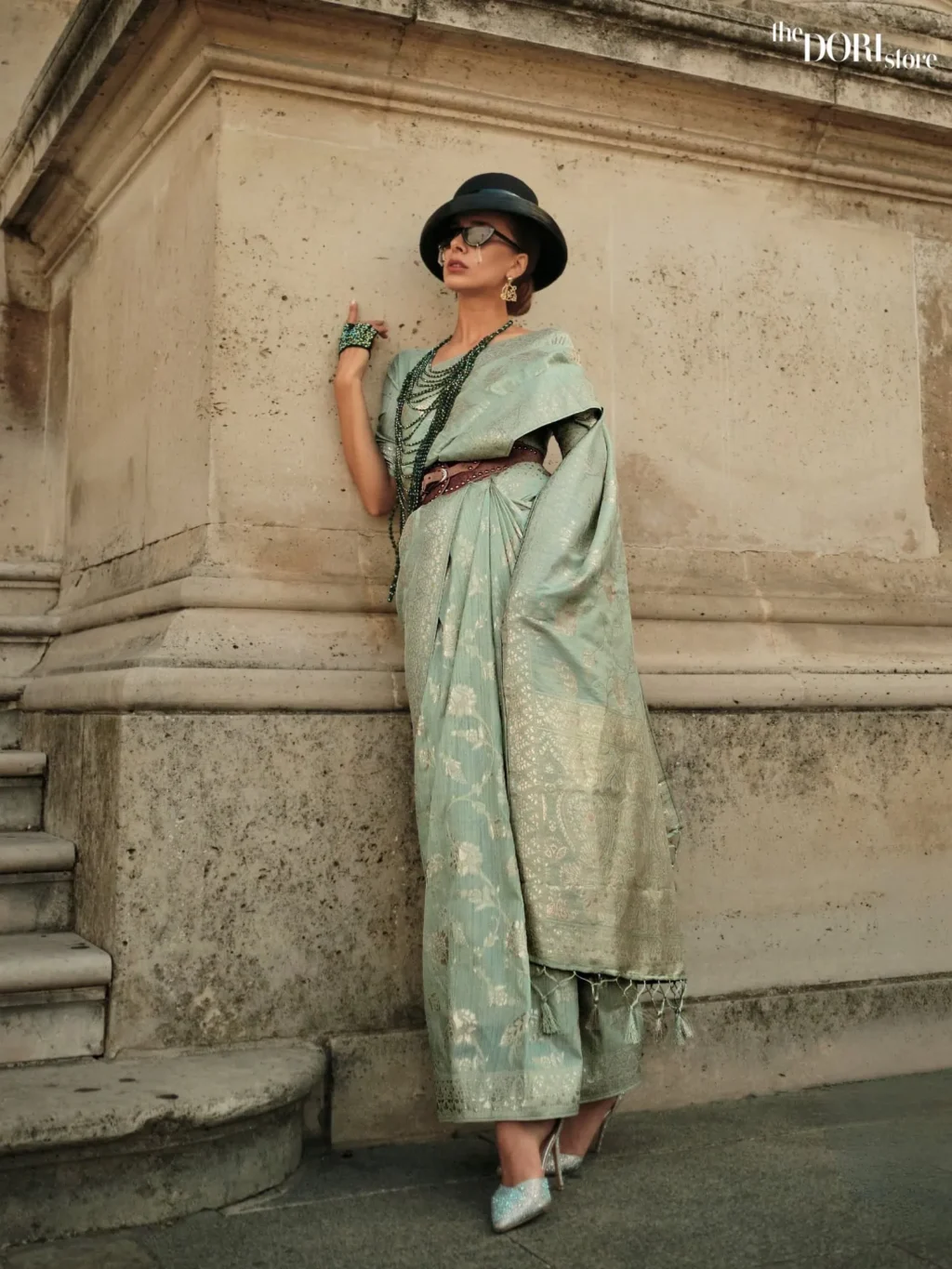 Mint Green Festive Handloom Banarasi Silk Saree - party wear saree