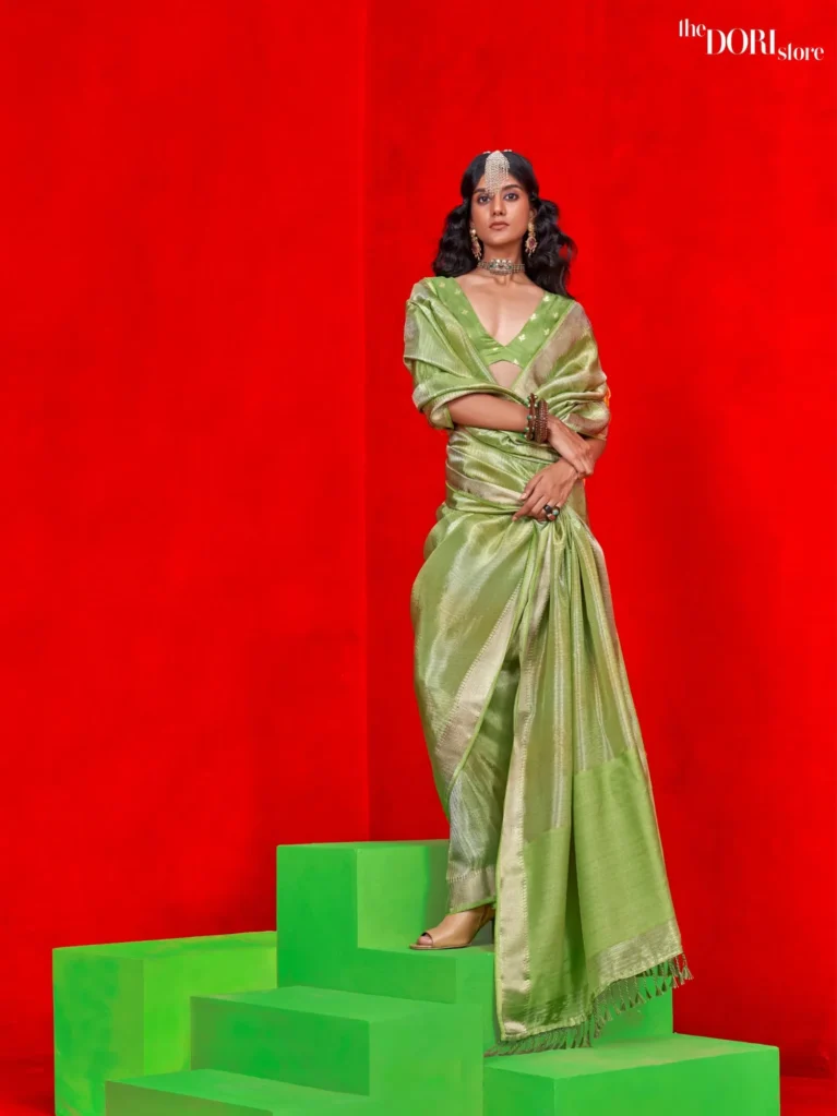 Delight Green Woven Banarasi Viscose Zari Silk Saree - party wear saree
