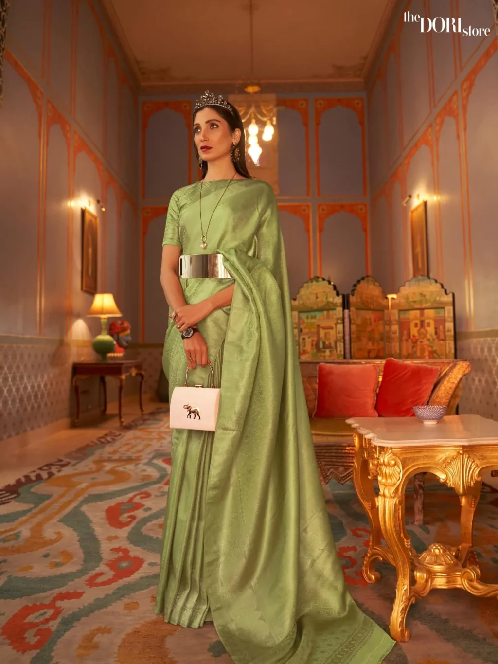 Royal Light Green Designer Kanjeevaram Silk Saree - party wear saree
