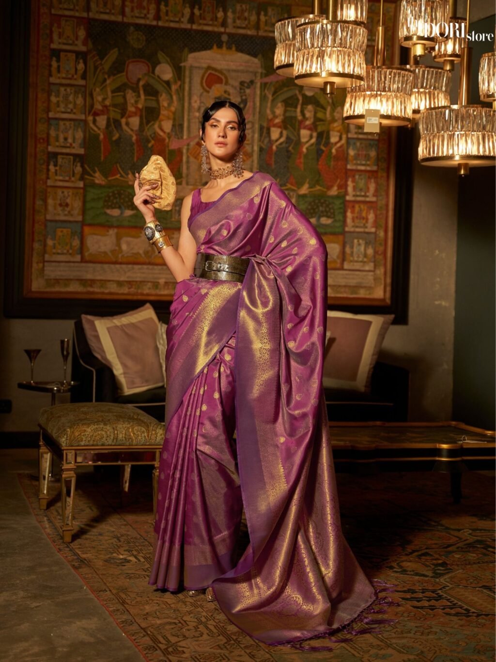 Royal Purple Designer Handloom Zari Woven Silk Saree - party wear saree