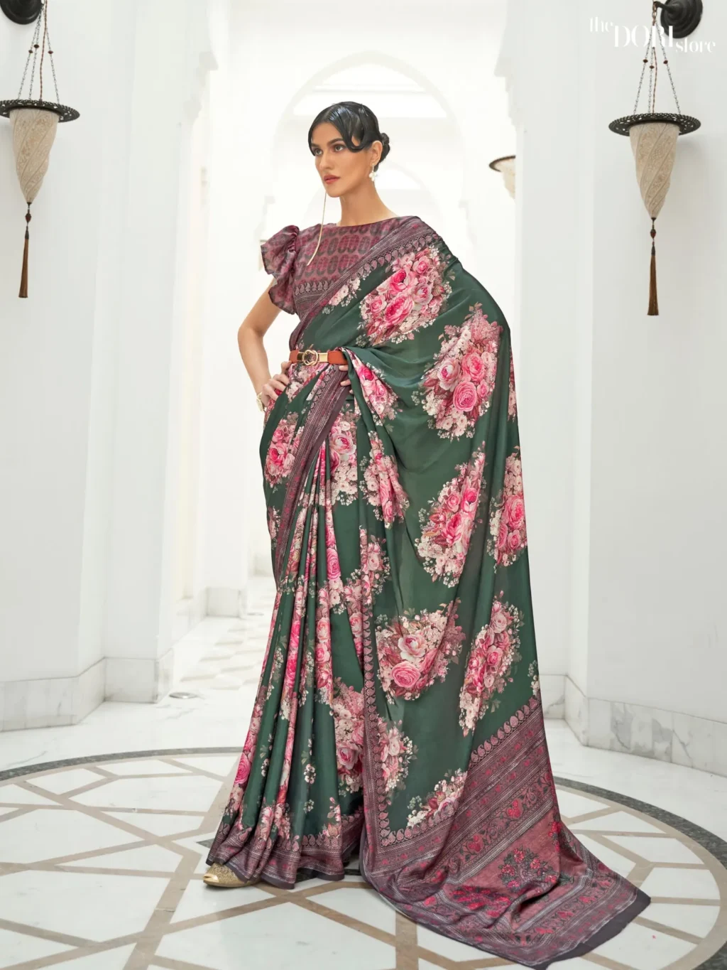 Forest Green Festive Pure Soft Crepe Silk Saree - party wear saree