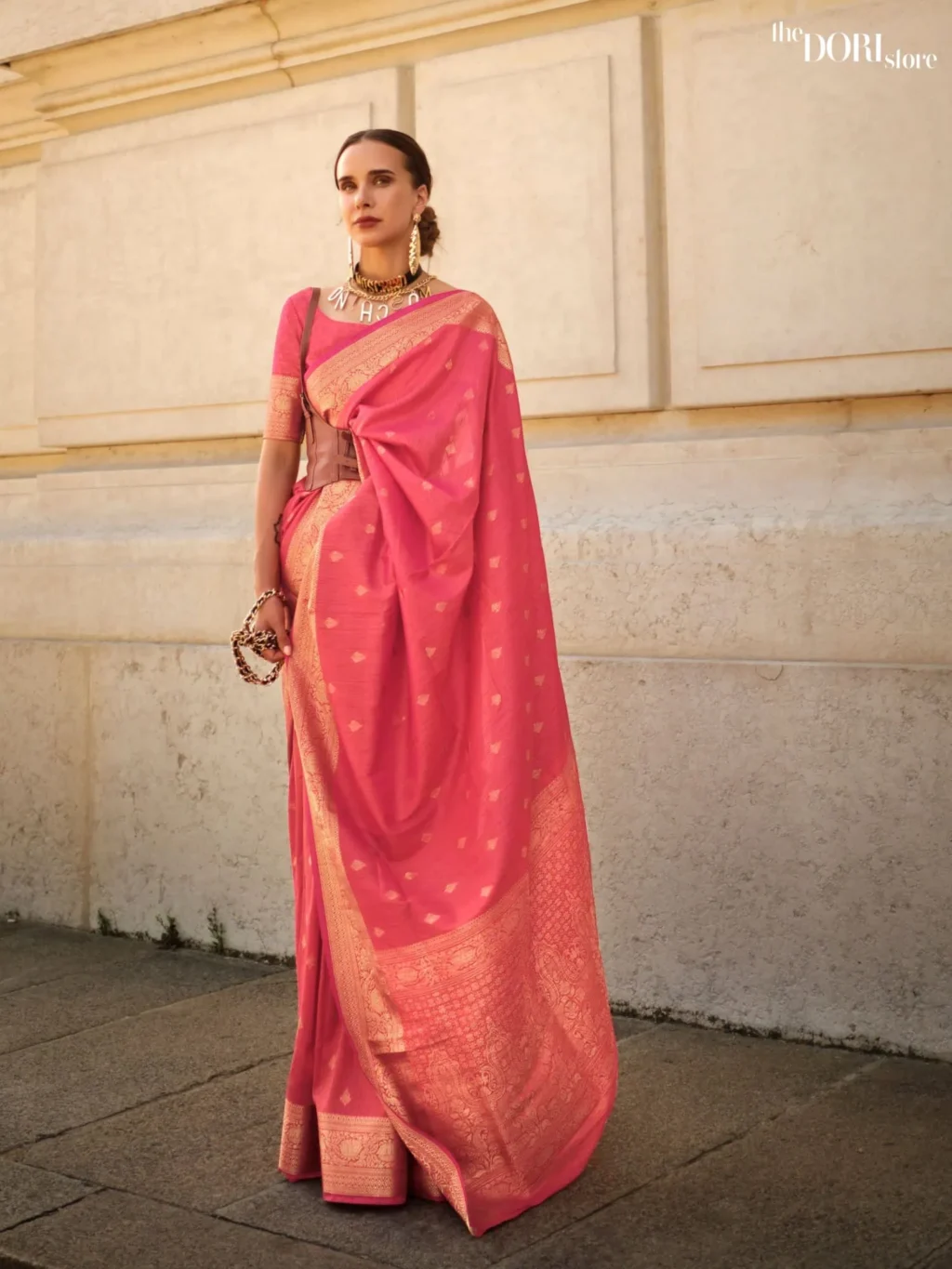 Blush Pink Handloom Woven Khaddi Silk Saree - party wear saree