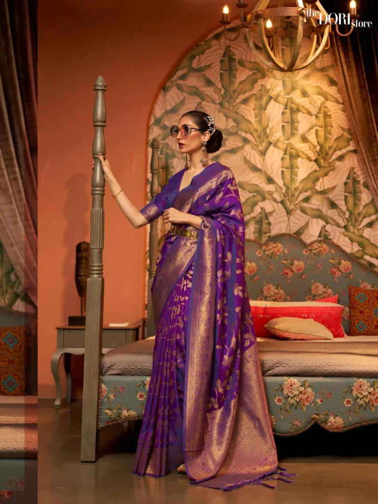 Royal Purple  Partywear Banarasi Silk Saree - party wear saree